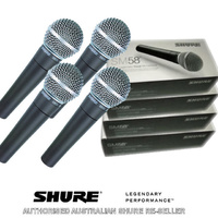 Four Pack Shure SM58 Professional Dynamic Microphone - Authorised Shure Reseller