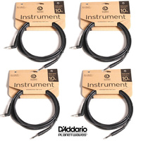 4x Planet Waves Classic 10ft Instrument Guitar Cable Lead Right Angle Jack PW-CGTRA-10