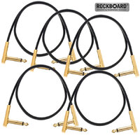 5x Rockboard Flat Gold Connector Patch 30cm Guitar Cable Joiner Lead