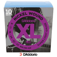 D&#39;addario EXL120 10 Pack Super Light Electric 9-42 Guitar Strings Sets Nickel Wound