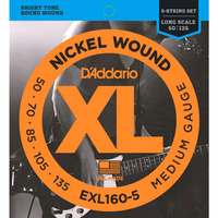 D&#39;addario EXL160-5  Electric Bass Guitar 5 Sting Medium 50-135  Strings Set