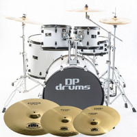 DP Drums Studio Xtreme 5 Pce Drum Kit BTB20 14 16 20 Control Cymbal Pack Set Stool - White