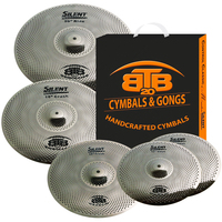 BTB20 Silent 5 Pce Cymbal Set Low Volume Practice Quiet 14 16 18 20 Cymbal Pack