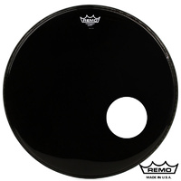 Remo Powerstroke 3 Ebony 22 Inch Bass Drum with Offset Hole P3-1022-ES-OH