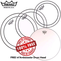 Remo Clear Pinstripe Fusion Drum Head Pro Pack 10 12 14 w/FREE 14 AMB PP-0110-PS