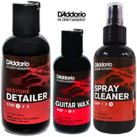 Planet Waves Guitar Restore Detailer+Protect Wax Polish+Shine Spray Cleaner 3 Step Care Pack