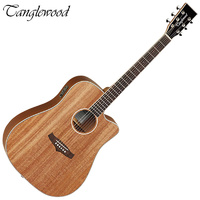 Tanglewood Union Dreadnought Acoustic Electric Guitar Solid Mahogany Top TWUDCE