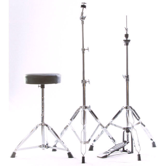 Studio X Deluxe 5 Pce Drum Kit Black Suspended Tom Mounts Cymbals Stool