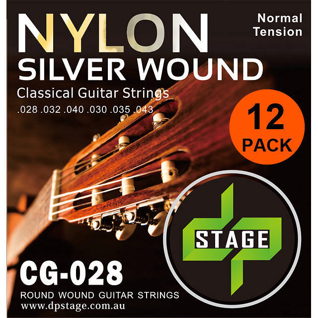 12 X Classical Guitar Strings Nylon Silver Wound Normal Tension 12 Pack