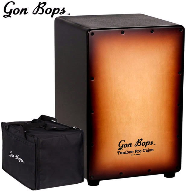 Gon Bops Tumbao Pro Cajon Box Drum Burnt Toast Maple Front Inc Bag