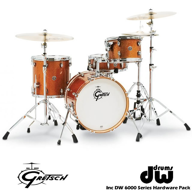 Gretsch Catalina Club Jazz 4 Pce Drum Set Kit DW 6000 Hardware Bronze  Sparkle