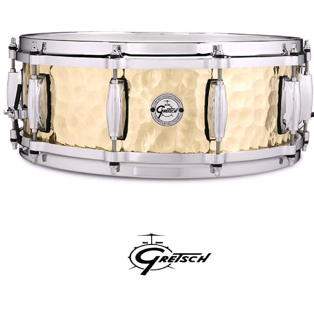 Gretsch Hammered Brass Shell 14 x 5 inch Snare Drum With Di-Cast Hoops