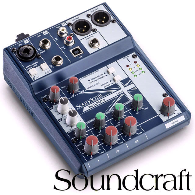Soundcraft Notepad 5 Channel Mixing Desk with USB and XLR Out Console