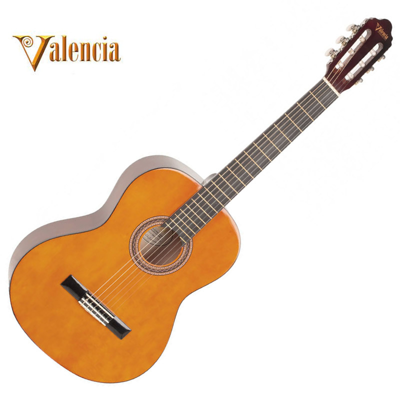 Valencia VC103K 3 4 Size Classical Guitar Gloss Natural Finish Pack