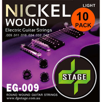 10 X Electric Guitar Strings 9-42 Nickel Wound Light 9-42 10 Pack DP Stage EG009