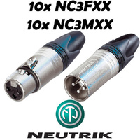 10x Neutrik NC3FXX Female and 10x NC3MXX Male XLR Connector