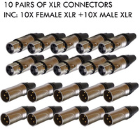10 x Male &amp; Female 3 Pin XLR Connectors