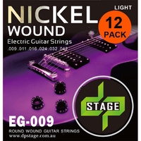 12 X Electric Guitar Strings 9-42 Nickel Wound Light 9-42 12 Pack DP Stage EG009