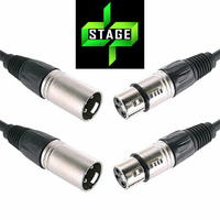 2 X 10m XLR Microphone Cables 2 Year Warranty DP Stage MC14-10 Live Series