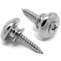 2x Nickel Guitar End Pin Strap Button inc Screw Dome Top