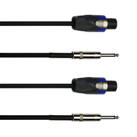 2 X 10m Speakon to 6.35mm Jack PA Speaker Lead Cable 10 Year DP Stage