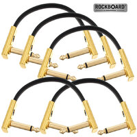 5x Rockboard Flat Gold Connector Patch 10cm Guitar Cable Space Saving Joiner Lead