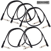 5x Rockboard Flat Black Patch 20cm Guitar Cable Space Saving Joiner Lead
