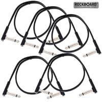 5x Rockboard Flat Black Patch 45cm Guitar Cable Space Saving Joiner Lead