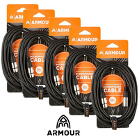 5 X Armour XLR-XLR 6 Metre Microphone Lead Cable 20ft
