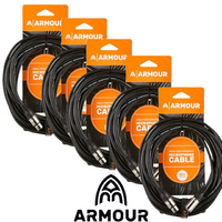 5 X Armour XLR-XLR 10 Metre Microphone Lead Cable 30ft