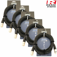 5 X Ambertech Lifetime XLR-XLR 5 Metre Microphone Lead with Rean by Neutrik Connectors