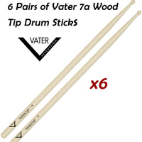 Vater 6 x Pair 7AW Wood Tip Drum Sticks