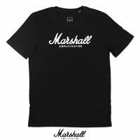 Marshall Amplifiers Official Script Logo T-Shirt Cotton Black Size Large