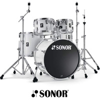 Sonor AQ1 5 Piece Stage Drum Kit Set w/2000 Hardware Birch Shells Piano White AQ1-STAGE-PW