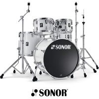 Sonor AQ1 5 Piece Stage Drum Kit Set w/2000 Hardware Birch Shells Piano White Lacquer