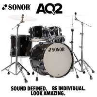 Sonor AQ2 Maple 5 Piece Stage 3 Transparent Black Lacquer Drum kit with HS4000S Hardware Pack