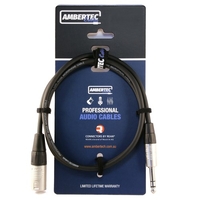 Ambertech Microphone cable 1m, REAN XLR male to 6.35mm TRS plug, AT-MIC-1-MV