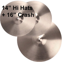 Cymbal Set 14" Hi Hats 16" Crash Cymbal Pack DP Drums