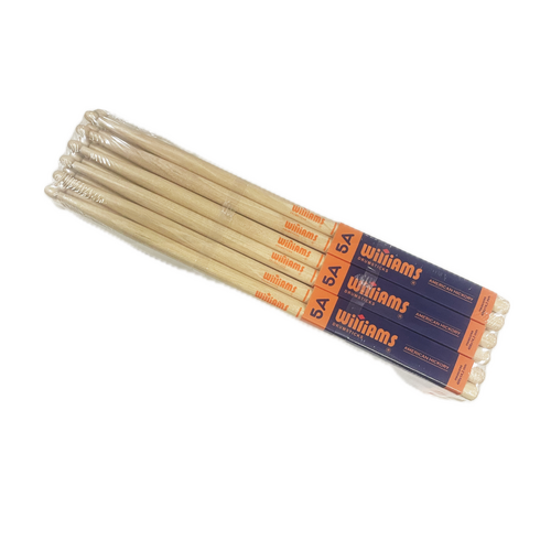 12x Williams 5A Wood Tip Classic Series American Hickory Drumsticks DS-WCL-5A_12