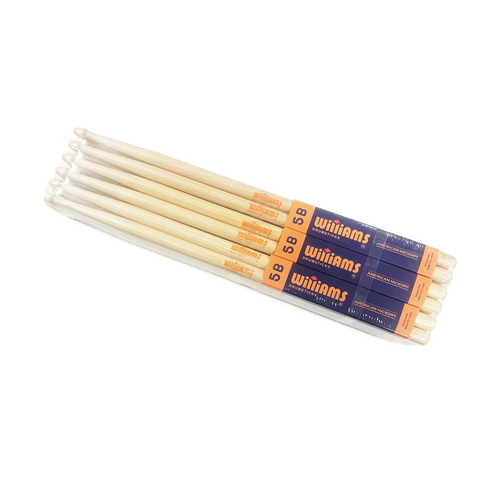 12x Williams 5B Wood Tip Classic Series American Hickory Drumsticks DS-WCL-5B_X12