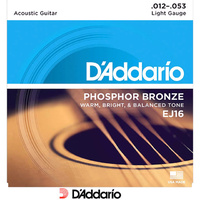 D'addario EJ16 Phosphor Bronze Acoustic 12-53 Light Guitar Strings Set