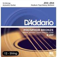 D&#39;addario EJ37 Phos Bronze 12 string guitar strings 12-54 Set Medium Top Heavy Bottom