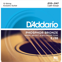 D&#39;addario EJ38 Phos Bronze 12 string guitar strings 10-47 Set Light