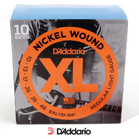 D'addario EXL110 10 Pack Regular Electric 10-46 Guitar Strings Sets Nickel Wound
