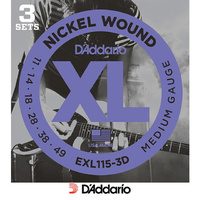 D'addario EXL115 -3D 3 Pack Electric 11-49 Guitar Strings Sets Daddario
