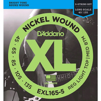 D'addario EXL165-5  Electric Bass Guitar 5 Sting Medium 45-135  Strings Set