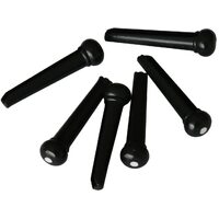6x Plastic Bridge Pin set Black with White Dot