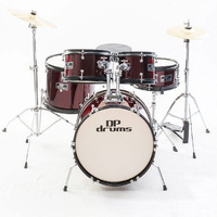 5 Piece Junior Drum Kit Complete Set Cymbals Stool Sticks Wine Red DP Drums