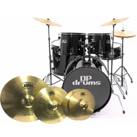5 Piece Full Size Drum Kit BTB20 4Pce Cymbal Upgrade Stool Black DP Drums Starter Plus