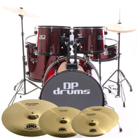 5 Piece Drum Kit BTB20 Control 14,16,20 Cymbal Set Stool Wine Red DP Drums